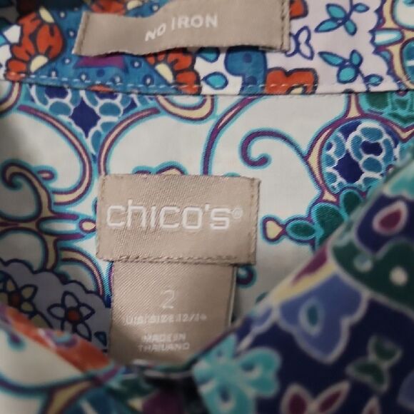 Chico's Multicolor Patterned Button Down Shirt 2 - Picture 2 of 5